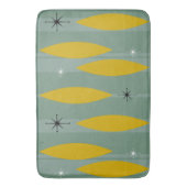 世紀半ばの楕円形のスターバストは、ティール（緑がかった色）の金ゴールド縞で飾ります バスマット (正面縦)