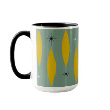 世紀半ばの楕円形のスターバストは、ティール（緑がかった色）の金ゴールド縞で飾ります