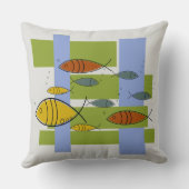 世紀半ばの灰色のモダンなレトロの魚の水泳 クッション (裏面)