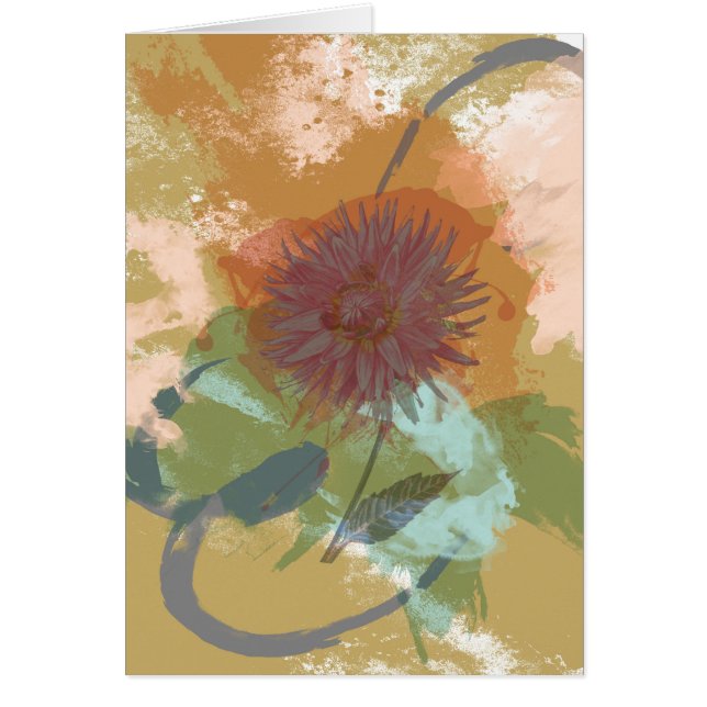世紀半ばの花柄の抽象芸術の赤面のミントの緑金ゴールド (正面)