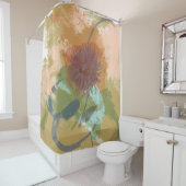 世紀半ばの花柄の抽象芸術の赤面のミントの緑金ゴールド シャワーカーテン (インサイチュ)