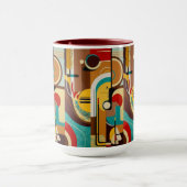 世紀半ばの雰囲気 | イエロー&ブラウンデザイン マグカップ (中央)