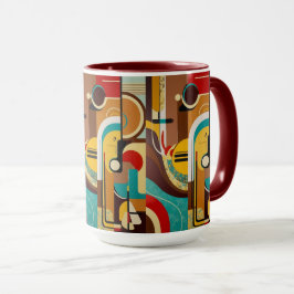 世紀半ばの雰囲気 | イエロー&ブラウンデザイン マグカップ