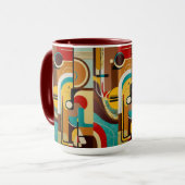 世紀半ばの雰囲気 | イエロー&ブラウンデザイン マグカップ (正面左)