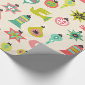 世紀半ばの鳥およびオーナメントパターン ラッピングペーパー (角)