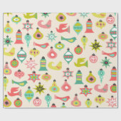 世紀半ばの鳥およびオーナメントパターン ラッピングペーパー (フラット)