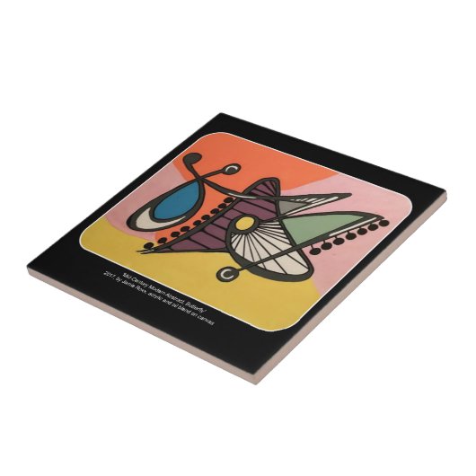 世紀半ばのaのモダンな蝶絵画 タイル (側面)