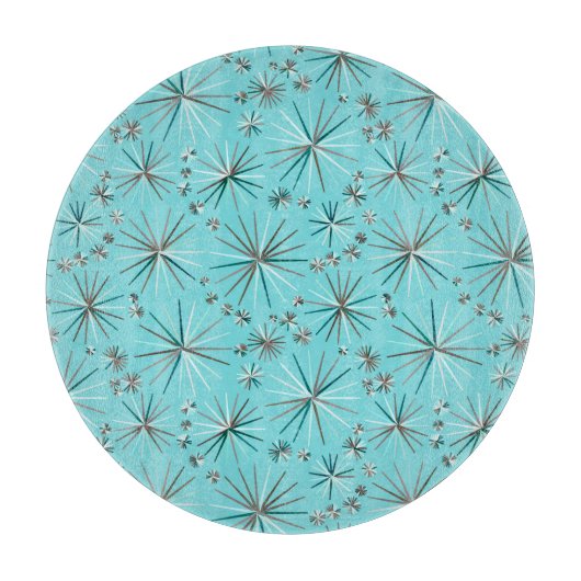 世紀半ばのSputnikパターン、ロビンの卵の青 カッティングボード (正面)