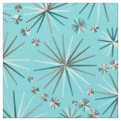 世紀半ばのSputnikパターン、ロビンの卵の青 ファブリック (クローズアップ)