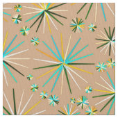 世紀半ばのSputnikパターン、暗灰色タン ファブリック (クローズアップ)