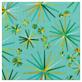 世紀半ばのSputnikパターン、海の泡の緑 ファブリック (クローズアップ)