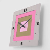 世紀半ばは正方形-灰色/灰色及びピンク--を層にしました スクエア壁時計 (傾斜)