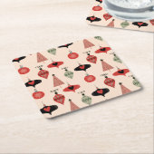 世紀半ばクリスマスモダン スクエアペーパーコースター (アングル)