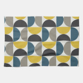 世紀半ばターマーモダンガンメタルとブルー キッチンタオル (横)