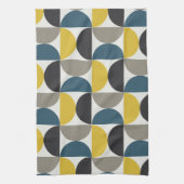 世紀半ばターマーモダンガンメタルとブルー キッチンタオル (縦)