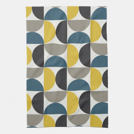 世紀半ばターマーモダンガンメタルとブルー キッチンタオル (縦)