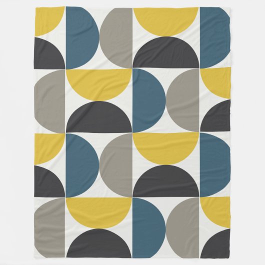 世紀半ばターマーモダンガンメタルとブルー フリースブランケット (正面)
