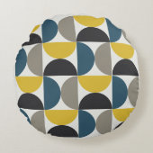 世紀半ばターマーモダンガンメタルとブルー ラウンドクッション (正面)