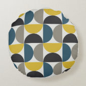 世紀半ばターマーモダンガンメタルとブルー ラウンドクッション (裏面)