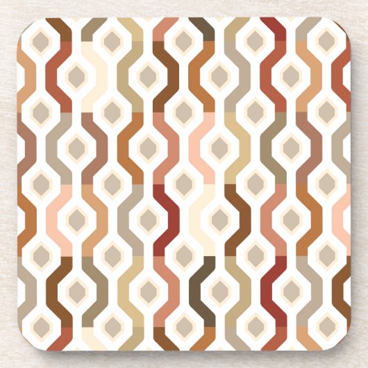 世紀半ばモダンで幾何学的なリンクパターン コースター (正面)
