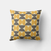 世紀半ばモダンなブラウン及び金ゴールドパターン クッション (裏面)