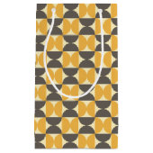 世紀半ばモダンなブラウン及び金ゴールドパターン スモールペーパーバッグ (正面)