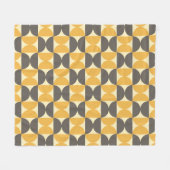 世紀半ばモダンなブラウン及び金ゴールドパターン フリースブランケット (正面(横))