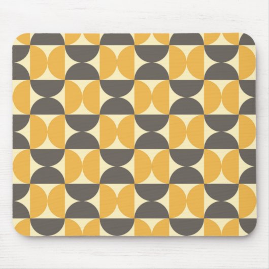世紀半ばモダンなブラウン及び金ゴールドパターン マウスパッド (正面)