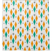 世紀半ばモダンな時代のダイヤモンドのオレンジのターコイズ シャワーカーテン (正面)