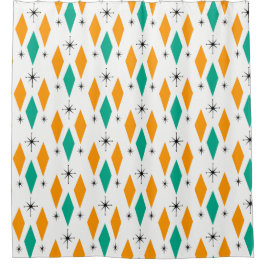 世紀半ばモダンな時代のダイヤモンドのオレンジのターコイズ シャワーカーテン