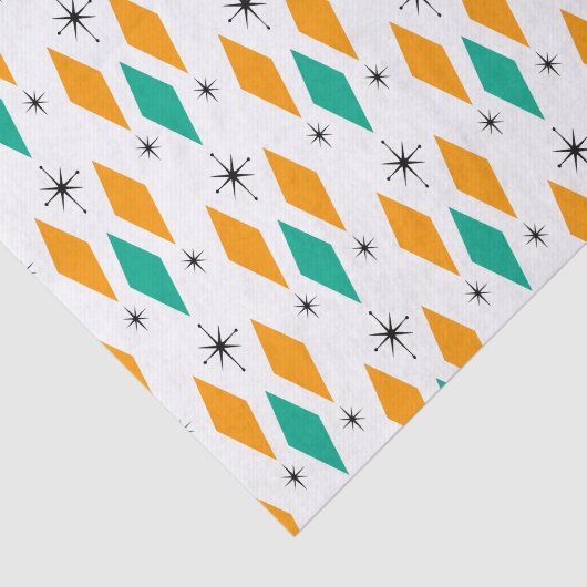 世紀半ばモダンな時代のダイヤモンドのオレンジのターコイズ 薄葉紙 (詳細)