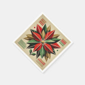 世紀半ばモダンのクリスマス スタンダードカクテルナプキン (角)