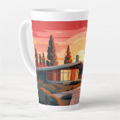 世紀半ばモダンの夕日 カフェラテマグ (左アングル)