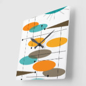 世紀半ばモダンの抽象芸術 スクエア壁時計 (傾斜)