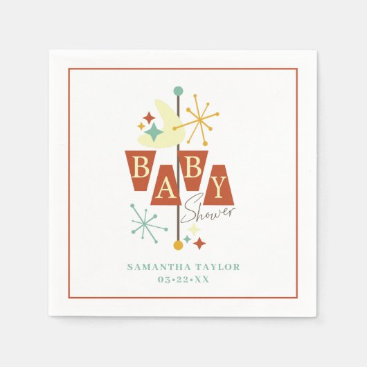 世紀半ばモダンの赤ちゃん スタンダードカクテルナプキン (正面)