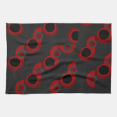 世紀半ばモダンの赤、黒、灰色 キッチンタオル (横)