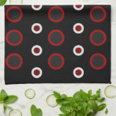 世紀半ばモダンの赤、黒、灰色 キッチンタオル (折り畳み)