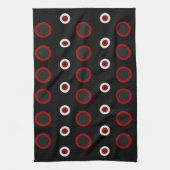 世紀半ばモダンの赤、黒、灰色 キッチンタオル (縦)