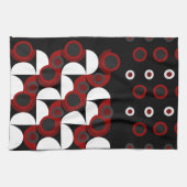 世紀半ばモダンの赤、黒、灰色 キッチンタオル (横)
