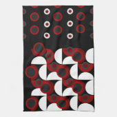 世紀半ばモダンの赤、黒、灰色 キッチンタオル (縦)