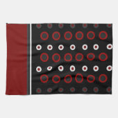 世紀半ばモダンの赤、黒、灰色 キッチンタオル (横)