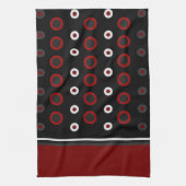 世紀半ばモダンの赤、黒、灰色 キッチンタオル (縦)