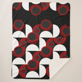 世紀半ばモダンの赤、黒、灰色 シェルパブランケット