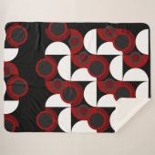 世紀半ばモダンの赤、黒、灰色 シェルパブランケット (正面(横))