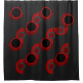 世紀半ばモダンの赤、黒、灰色 シャワーカーテン (正面)