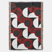 世紀半ばモダンの赤、黒、灰色 スローブランケット (正面縦)