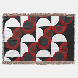 世紀半ばモダンの赤、黒、灰色 スローブランケット