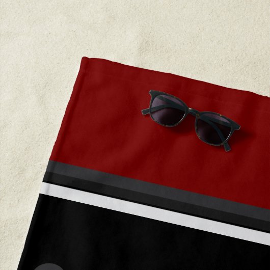 世紀半ばモダンの赤、黒、灰色 ビーチタオル (インサイチュ)