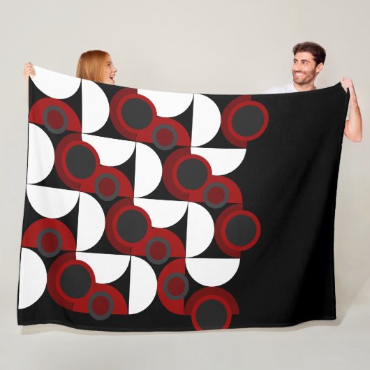 世紀半ばモダンの赤、黒、灰色 フリースブランケット (インサイチュ)