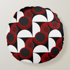 世紀半ばモダンの赤、黒、灰色 ラウンドクッション